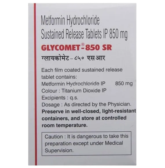 glycomet sr 850mg tablet 10's